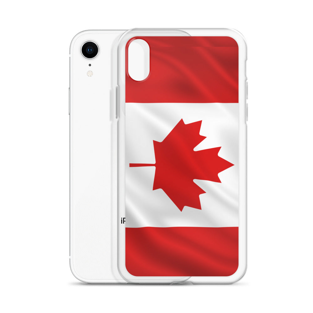 Phone case featuring a vibrant Canadian flag theme, showcasing the iconic red and white colors and maple leaf, embodying a patriotic and stylish look